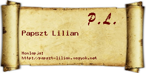 Papszt Lilian névjegykártya